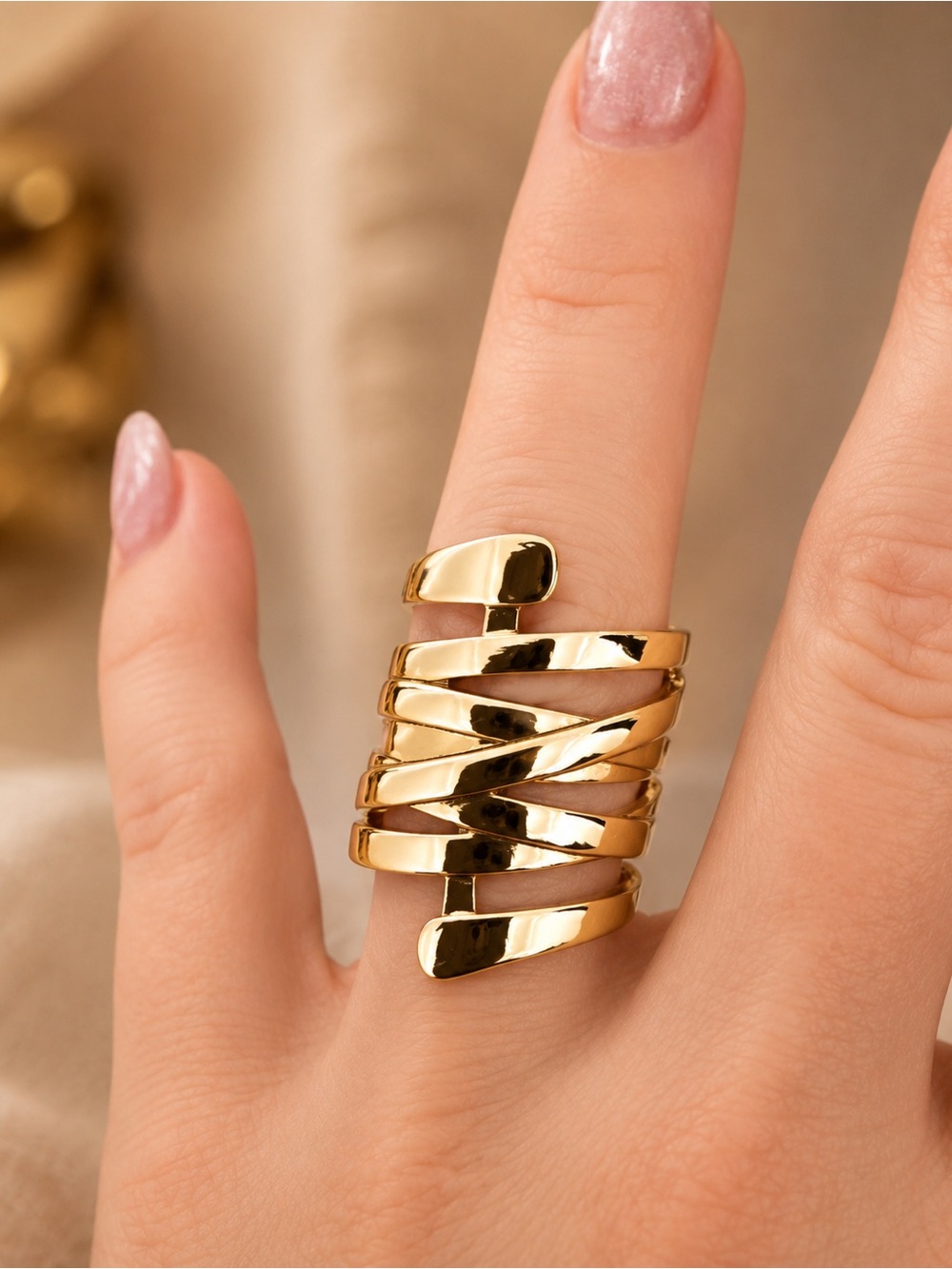 Silver Multi-Band Wrap Ring - Women's Fashion Jewelry - Picture 1 of 1
